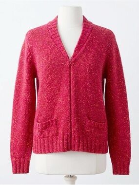 Vintage Stanley Blacker Irish Wool Zip Cardigan 80s 90s Nep Knit Size Large